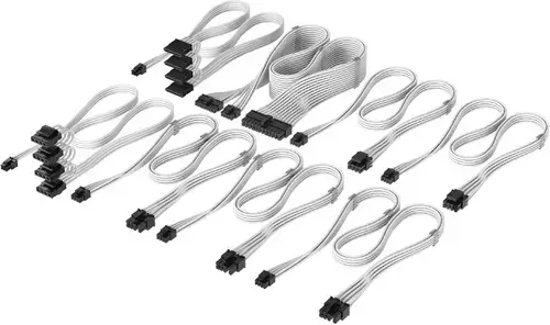 Kit cabluri sursa Corsair Elite Premium Starter Kit CP-8920378, Compatibil cu surse CORSAIR Type-4 (Alb)