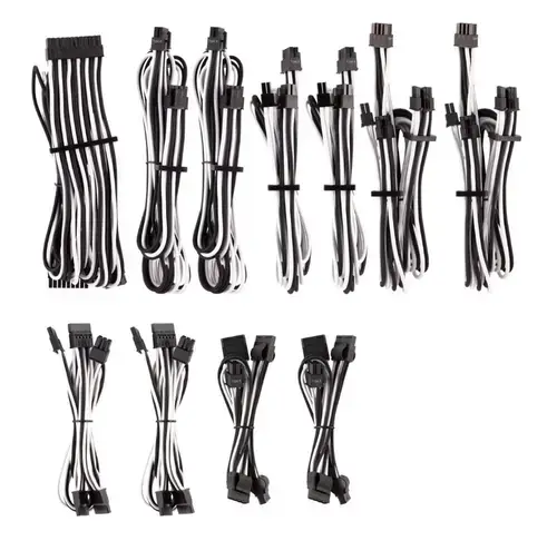 Kit cabluri sursa Corsair Premium Pro Kit CP-8920227, Compatibil cu surse CORSAIR Type-4 Gen 4 (Alb/Negru)