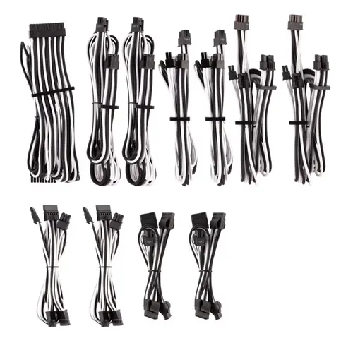 Kit cabluri sursa Corsair Premium Pro Kit CP-8920227, Compatibil cu surse CORSAIR Type-4 Gen 4 (Alb/Negru)
