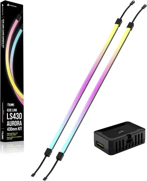Benzi luminoase LED CORSAIR iCUE LINK LS430 Aurora RGB pentru carcasa, 2 bucati, 49 LED-uri/banda