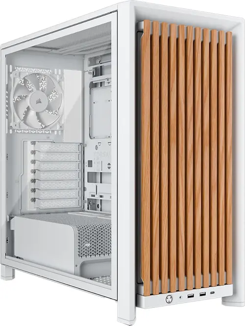 Carcasa Corsair FRAME 4000D WOOD RS Mid-Tower, Sticla securizata, 7 sloturi expansiune (Alb)