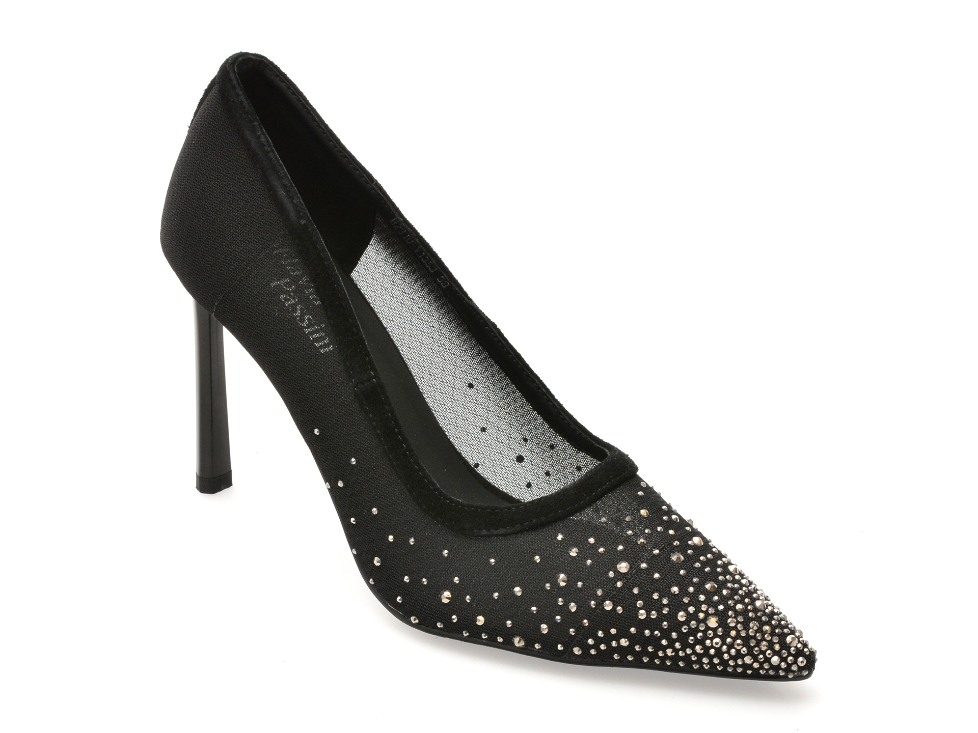Pantofi eleganti FLAVIA PASSINI negri, H2310, din material textil si piele naturala