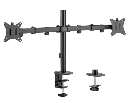 Suport de birou Maclean MC-754N, pentru 2 monitoare, 17-32inch, 2 x 9 kg (Negru)