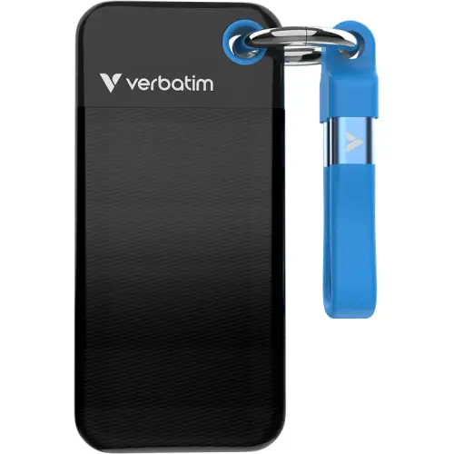 SSD Extern Verbatim Pocket, 128GB, USB-C 3.2 Gen 2, Negru/Albastru