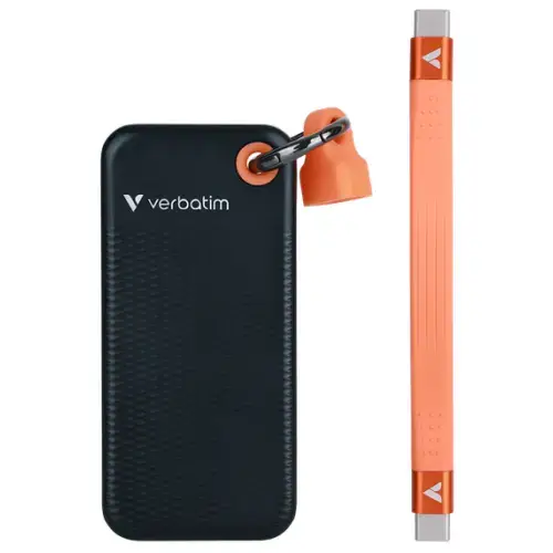SSD Extern Verbatim Pocket, 128GB, USB-C 3.2 Gen 2, Negru/Portocaliu