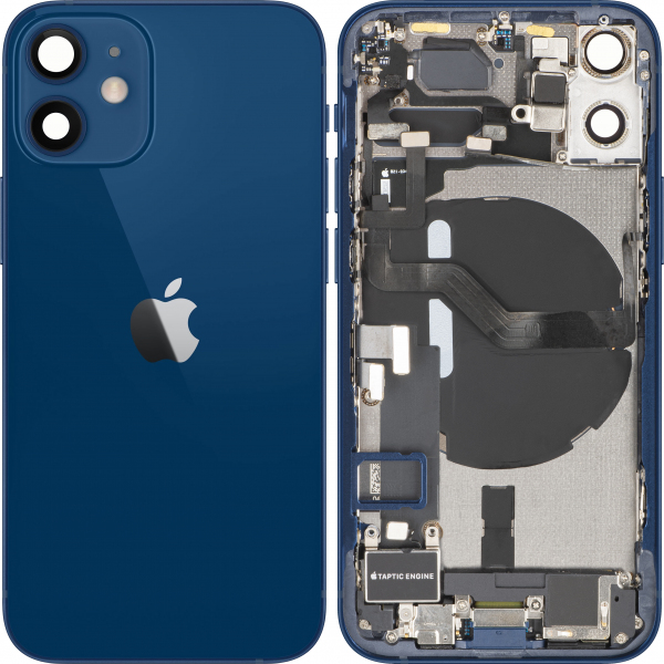 Capac Baterie Apple iPhone 12 mini, Cu Carcasa Mijloc, Full Parts, Albastru, Swap