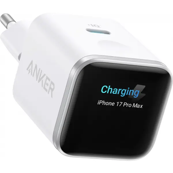 Incarcator Retea Anker Nano Display, 45W, 3A, 1 x USB-C, Alb A121DG21