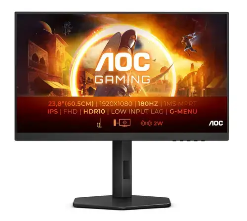 Monitor Gaming IPS LED AOC 23.8inch 24G4X, Full HD (1920 x 1080), HDMI, DisplayPort, Boxe, 180 Hz, 0.5 ms (Negru)
