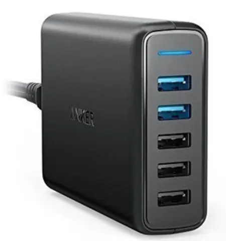 Incarcator Retea Anker PowerPort+ 5 Qualcomm Quick Charge 3.0 63W PowerIQ A2054L11 (Negru)