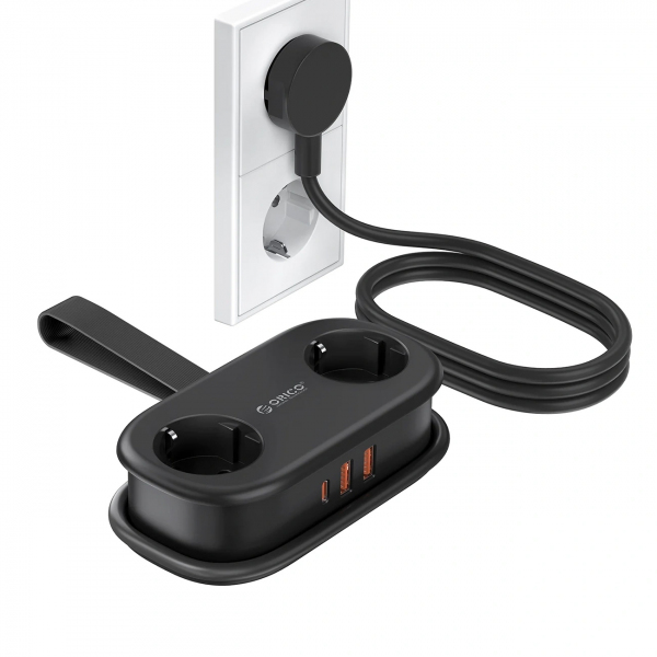Prelungitor Orico APP, 2 x Schuko, Negru