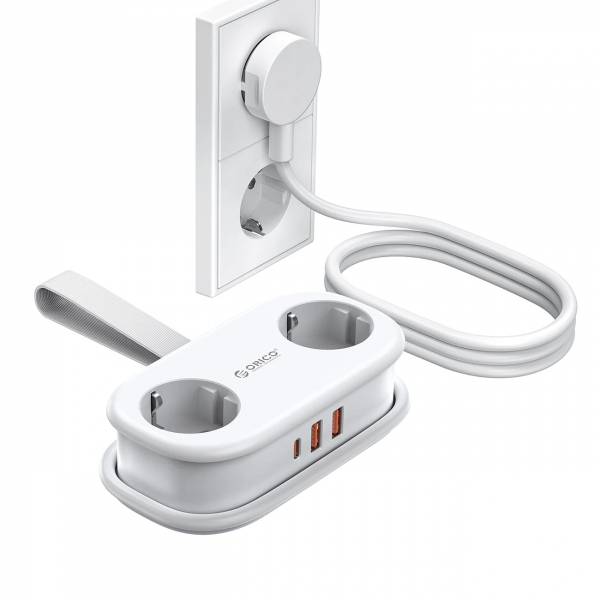Prelungitor Orico APP, 2 x Schuko, Alb