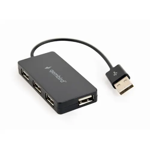 HUB extern GEMBIRD, porturi USB: USB 2.0 x 4, conectare prin USB 2.0, cablu 0.15 m, Negru