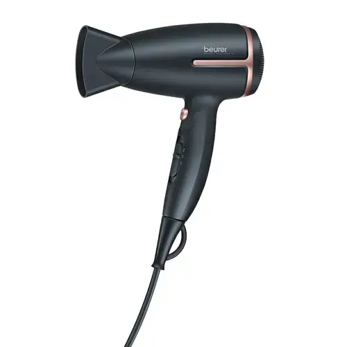 Uscator de par Beurer HC25 pentru voiaj, 1600 W, 2 viteze, maner rabatabil, Negru/Bronz