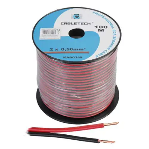 Cablu difuzor CCA 2x0.50mm rosu/negru 100m