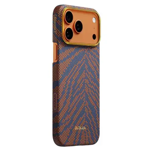 Husa Pitaka Breath of Veins Aramida Magsafe iPhone 17 Pro Burning Orange