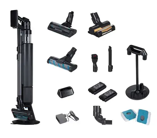 Aspirator vertical 2in1 Samsung Bespoke AI Jet Ultra VS90F40DEK/WA, Putere aspirare 400 W, Curatare cu AI, Aspirare ciclonica, Recipient 0.5 l, Autonomie 160 minute (Negru)