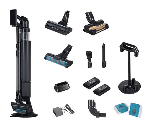 Aspirator vertical 2in1 Samsung Bespoke AI Jet Ultra VS90F40DEK/WA, Putere aspirare 400 W, Curatare cu AI, Aspirare ciclonica, Recipient 0.5 l, Autonomie 160 minute (Negru)