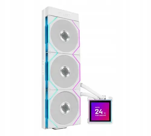 Cooler CPU AIO Lian Li HydroShift II LCD-S GHS2LCDS36TW, Racire cu lichid, ARGB, 360mm, Ecran IPS 3.4inch, 2100 RPM, FDB (Alb)