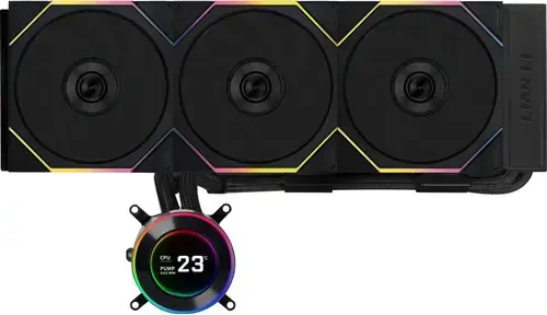 Cooler CPU AIO Lian Li Hydroshift II LCD-C 360TL GHS2LCD36TB, Racire cu lichid, Ecran IPS 2.1inch, 3x120mm FDB (Negru)