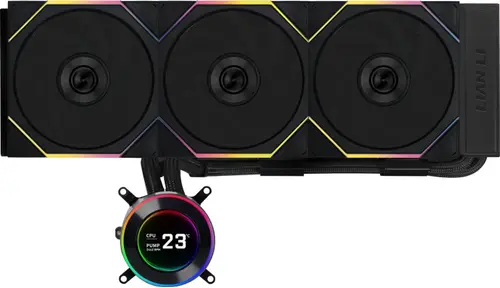 Cooler CPU AIO Lian Li Hydroshift II LCD-C 360TL GHS2LCD36TB, Racire cu lichid, Ecran IPS 2.1inch, 3x120mm FDB (Negru)