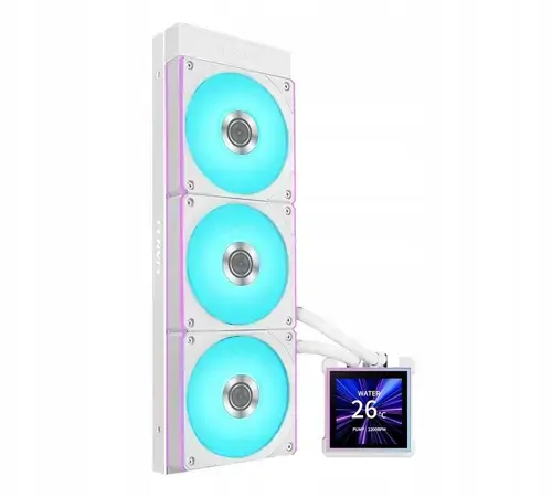 Cooler CPU AIO Lian Li HydroShift II LCD-S 360 CL GHS2LCDS36CW, Racire cu lichid, Ecran IPS 3.4inch, 3x120mm FDB (Alb)