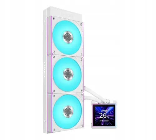 Cooler CPU AIO Lian Li HydroShift II LCD-S 360 CL GHS2LCDS36CW, Racire cu lichid, Ecran IPS 3.4inch, 3x120mm FDB (Alb)