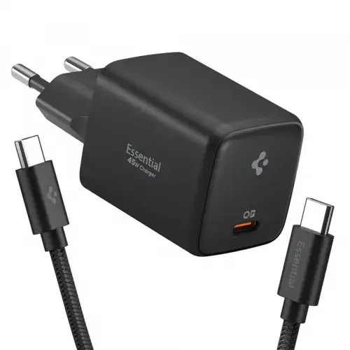 Incarcator Retea Cu Cablu USB-C Spigen EE451EU Essential, 45W, 3A, 1 x USB-C, ACH09474 (Negru)