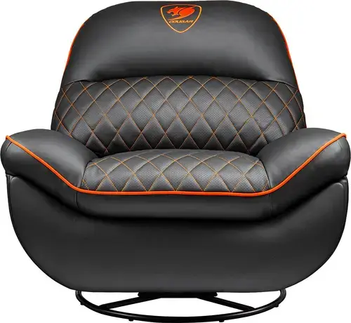 Fotoliu Gaming COUGAR Overlord CGR-OVL-ORB, Max 150 kg, Piele PVC, Reglabil, Suport picioare (Negru/Portocaliu)