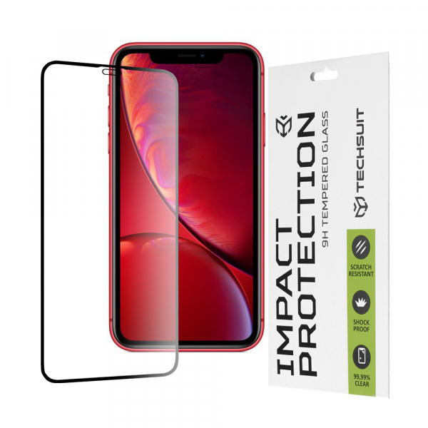Folie de protectie Ecran Techsuit pentru Apple iPhone 11 / XR, Sticla Securizata, Full Glue, 111D, Neagra