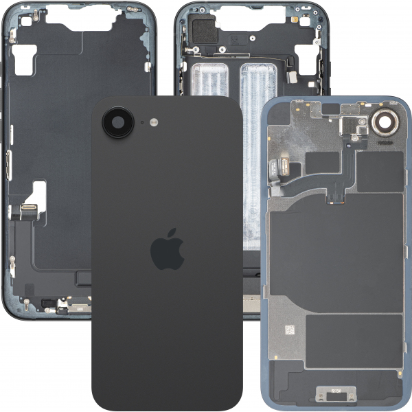 Capac Baterie Apple iPhone 16e, Cu Carcasa Mijloc, Full Parts, Negru, Swap