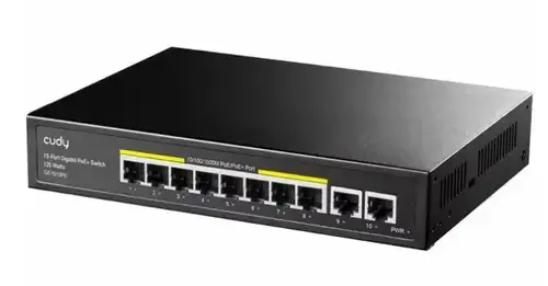 Switch Cudy GS1010PE, 10 porturi, 10/100/1000, PoE 120W, 2 x porturi Uplink
