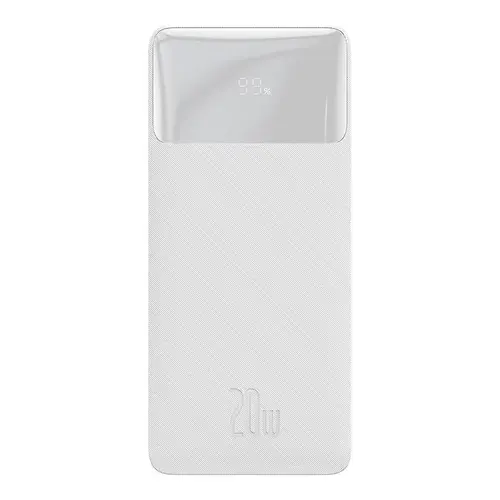 Acumulator extern Baseus Bipow Digital Display, 10.000 mAh, 20W, 2x USB-A, 1x USB-C PD, cablu USB-A la microUSB inclus (Alb)