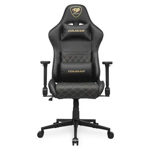 Scaun Gaming COUGAR Armor One V2 Gold, Max 120 kg, Cotiere pliabile 4D, Tesatura (Negru)