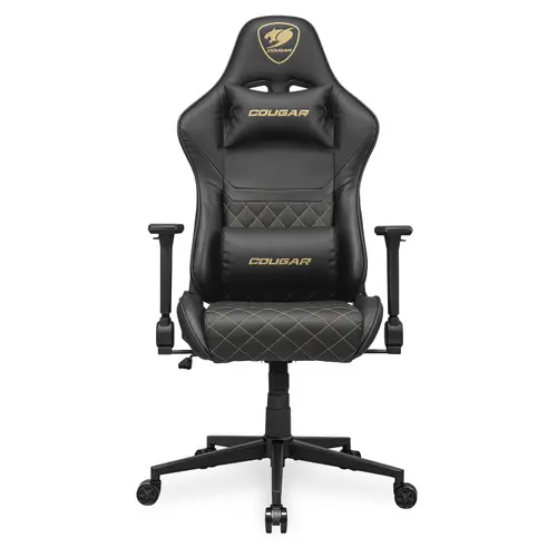 Scaun Gaming COUGAR Armor One V2 Gold, Max 120 kg, Cotiere pliabile 4D, Tesatura (Negru)