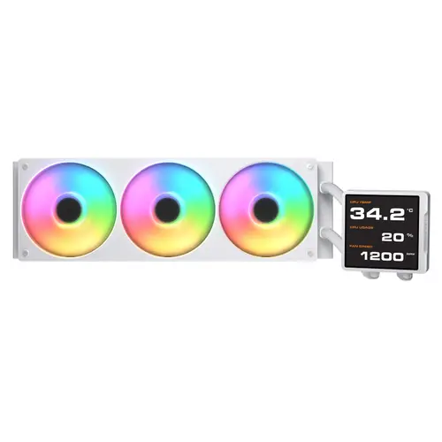 Cooler CPU AIO COUGAR Poseidon Vistek Pro ARGB 360, Racire cu lichid, Ecran 3.95inch, Ventilator Unity 360 ARGB, 2500 RPM (Alb)