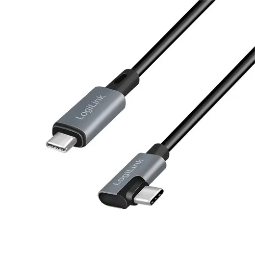 Cablu alimentare si date LOGILINK,  USB Type-C (T) la USB Type-C (T) la 90 grade, 2m, PD 100W