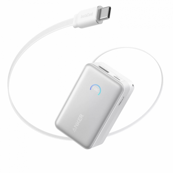 Baterie Externa Anker Nano, 10000mAh, 45W, QC + PD, 1 x USB-A - 1 x USB-C, Alba A1638H21