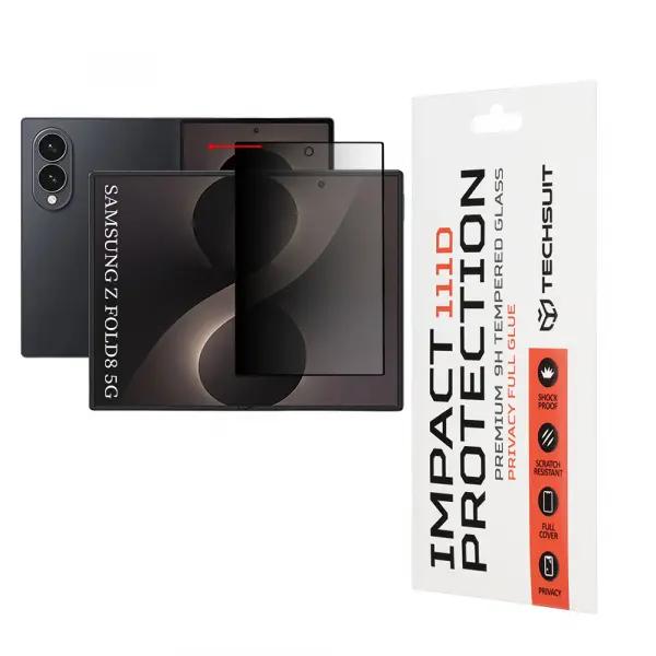 Folie de protectie Ecran Interior Privacy Techsuit pentru Samsung Galaxy Z Fold8, Sticla Securizata, Full Glue, 111D