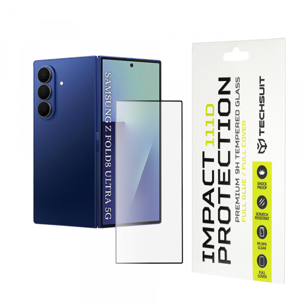 Folie de protectie Ecran Exterior Techsuit pentru Samsung Galaxy Z Fold8 Ultra, Sticla Securizata, Full Glue, 111D, Neagra