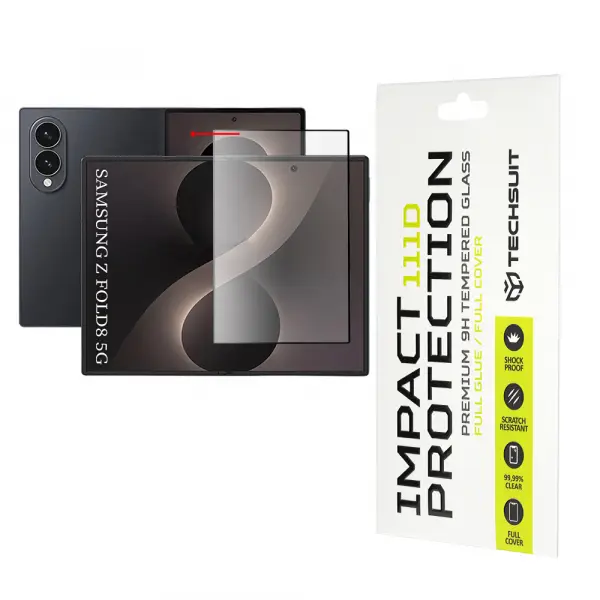 Folie de protectie Ecran Interior Techsuit pentru Samsung Galaxy Z Fold8, Sticla Securizata, Full Glue, 111D, Neagra