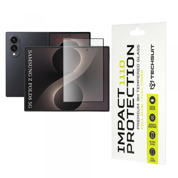 Folie de protectie Ecran Interior Techsuit pentru Samsung Galaxy Z Fold8, Sticla Securizata, Full Glue, 111D, Neagra