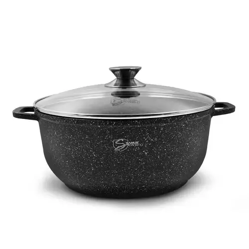 Oala cu capac Samus Toledo Line TOL28-OC, 28 cm, 6.5 L (Negru)