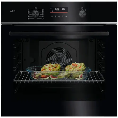 Cuptor incorporabil AEG TU5PB431SB, Electric, 72 l, Conectivitate WI-FI, Autocuratare pirolitica - 3 moduri, 45 de programe predefinite, Afisaj digital, Grill, Ghidaj telescopic pe 1 nivel, Senzor gatire, Clasa eficienta energetica A++, Sticla (Negru)