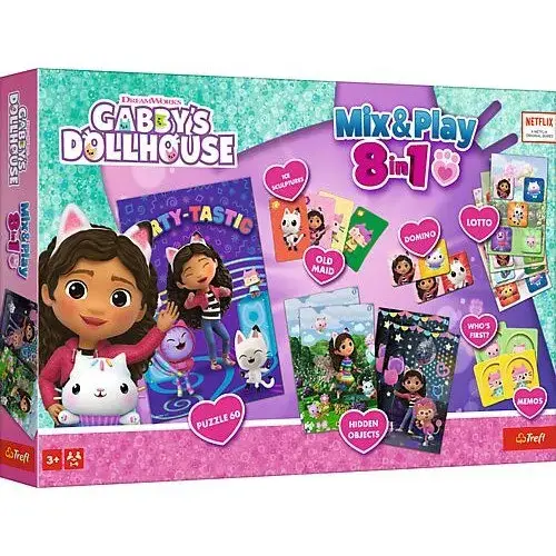 Set 8 jocuri Trefl - Gabby's Dollhouse, Mix & Play, 1-4 jucatori, +3 ani, lb. romana