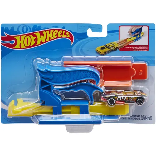 Set lansator portabi Hot Wheels albastru cu masinuta