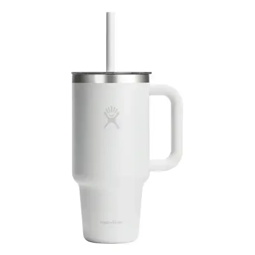 Pahar termos, inox, 950ml, cu capac transparent, Hydro Flask All Around Travel, Alb