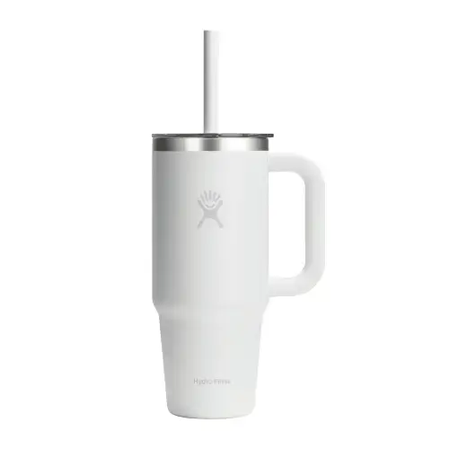 Pahar termos, inox, 710ml, cu capac transparent, Hydro Flask All Around Travel, Alb