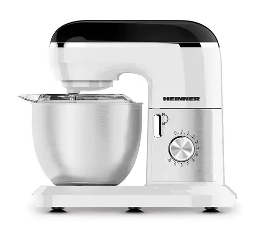 Mixer planetar HEINNER HPM-1010WHBK, 1000 W, 10 Viteze + Pulse, Capac protectie transparent (Alb)