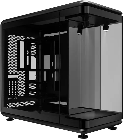 Carcasa Cooler Master MasterFrame 360 STAGE PANORAMA, Full Tower, Sticla securizata, 93 L, PCIe 5.0 Riser incluse, 2x Spoturi ARGB (Negru)