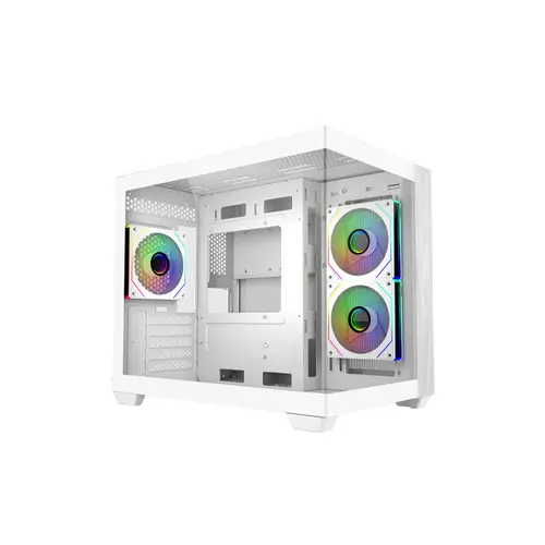 Carcasa Cooler Master Elite 481 Wood, Mini Tower, Sticla securizata, USB-C, 2x USB-A, Jack Combo 3.5mm (Alb)